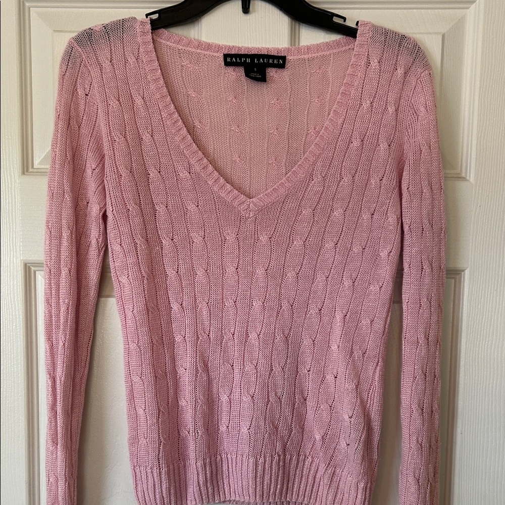 Ralph Lauren Soft Pink V-Neck Sweater